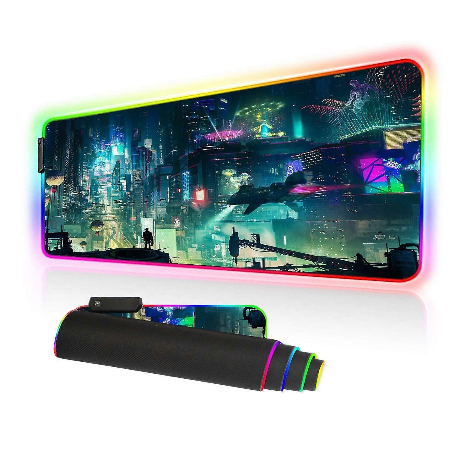 Large Oversized Glowing Colorful Soft Water-Resistant Mousepad for Gaming Computer 80x30