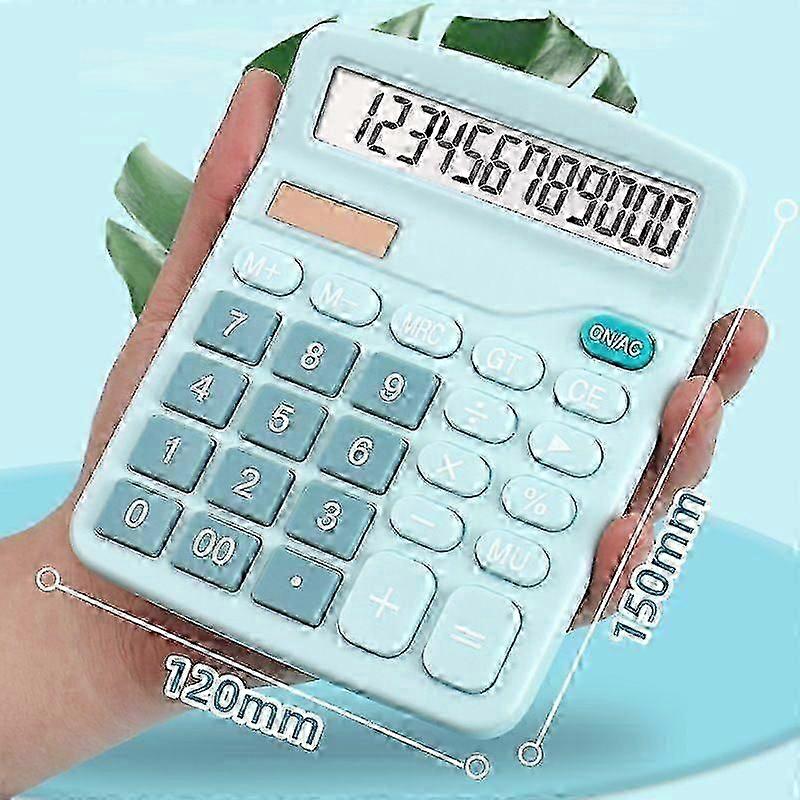 Office Desktop Calculator, 12 Digit Dual Power Calculator, Large LCD Screen, Suitable for Office, Home and School (Blue)