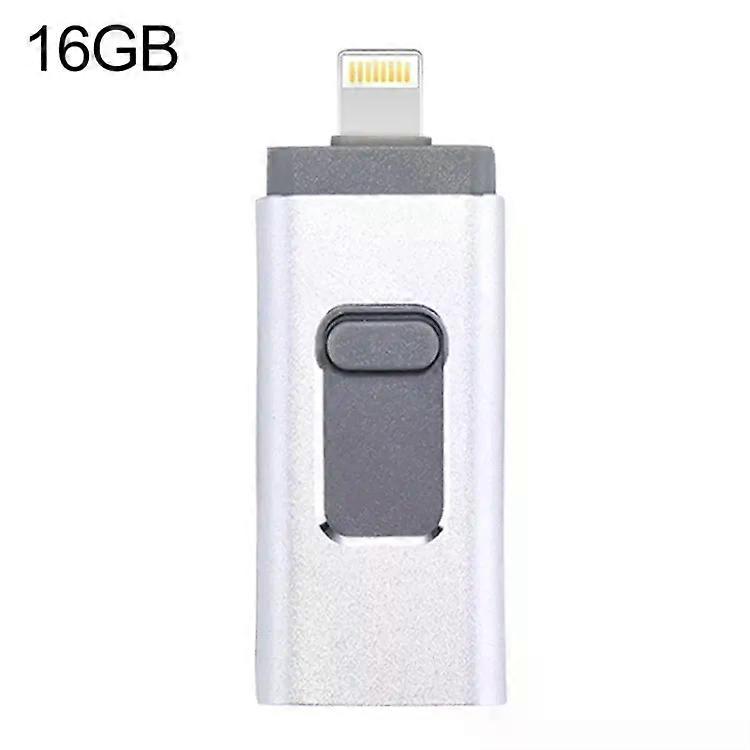 Clé USB 16 Go-3 en 1 USB 2.0, 8 broches et Micro USB-Argent