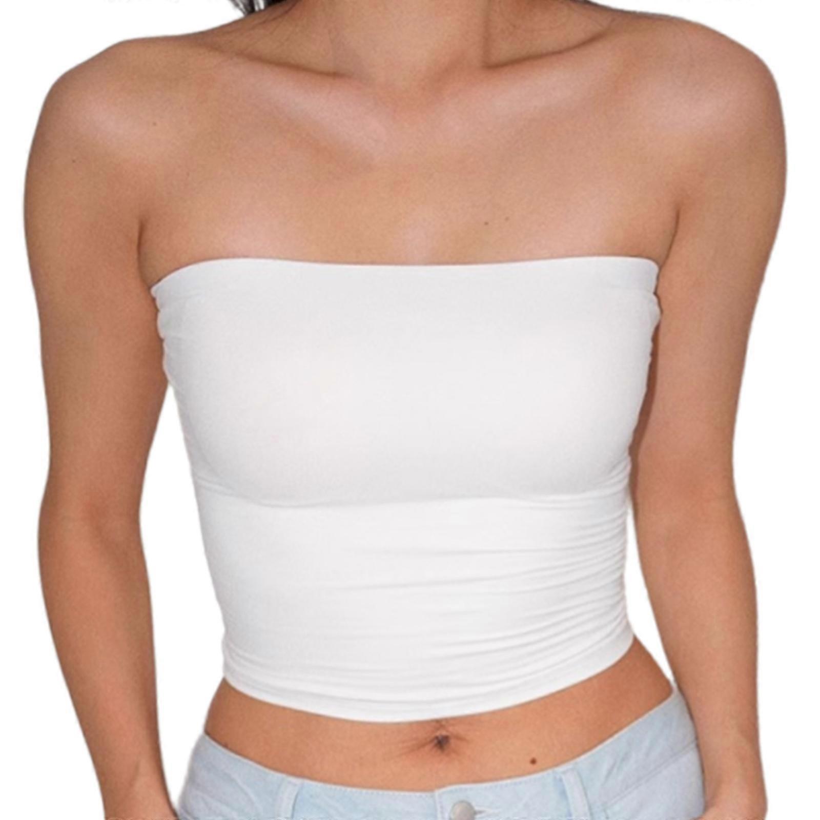 トップス tope tube top Womens Tube Tops Strapless Crop Tops Backless Sleeveless Bandeau