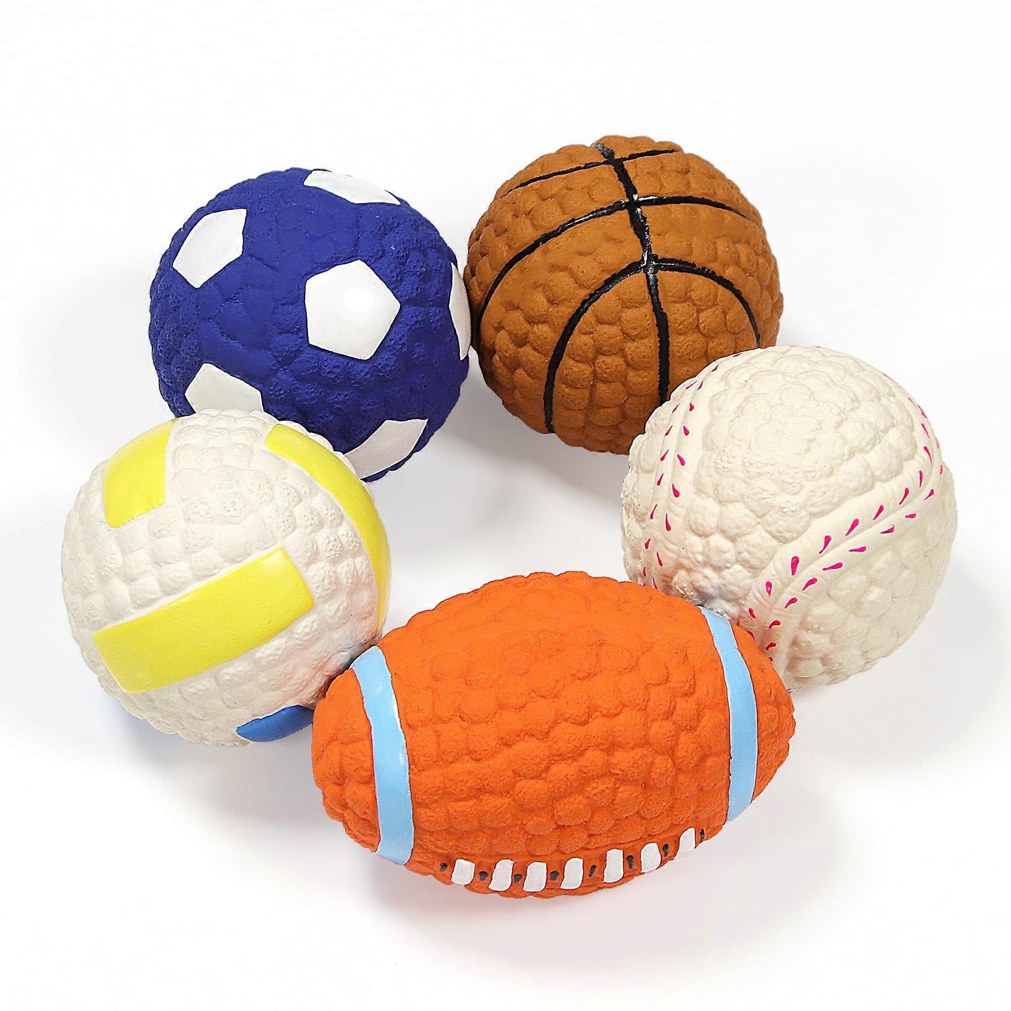 2.4 Inch Squeezed Latex Dog Toy Ball Set for Small Medium Dogs, Interactive Chewing Toys, 5 Pieces, Soft and Durable