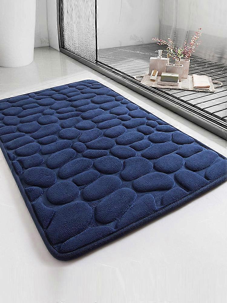 1pc Cobblestone Bath Mat - Stone Textured, Rapid Water Absorbent, Non-Slip, Washable, Thick Soft and Comfortable Carpet for Bath