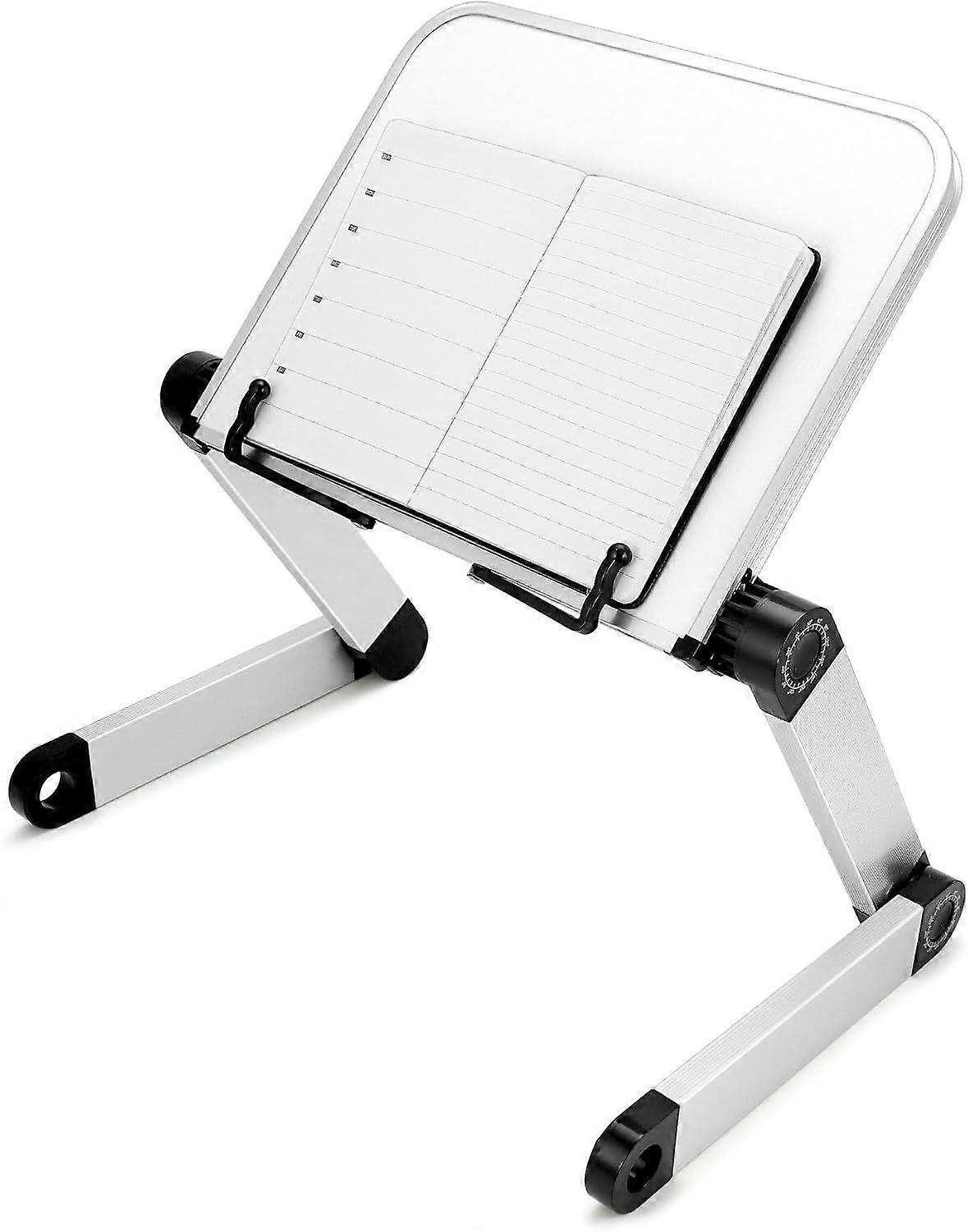 Adjustable Book Stand, Aluminum Alloy Reading Rack, Cookbook Holder, Foldable, White