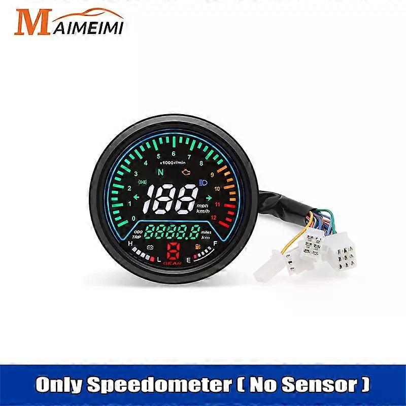 12V Motorcycle Speedometer Instruments Odometer Tachometer Meter Fuel Level Meter Indicator LED Round 12000rpm Low Voltage Alarm