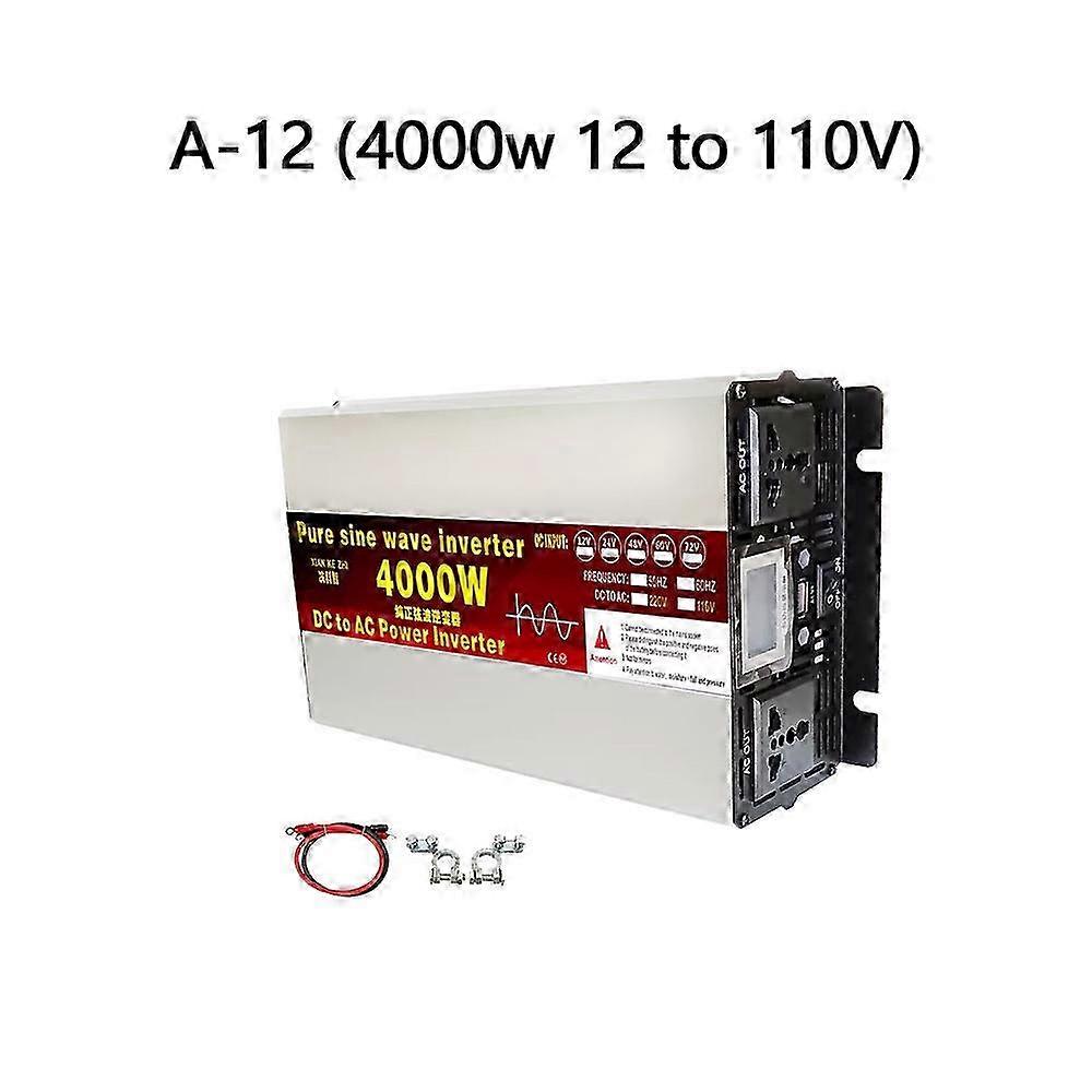 (4000W Peak 12v To 110v) 4000w/5000w Pure Sine Wave Power Inverter 12v/24v/72v Dc To 110v Ac, Lcd Display, Multiple Protections, High Efficiency Js