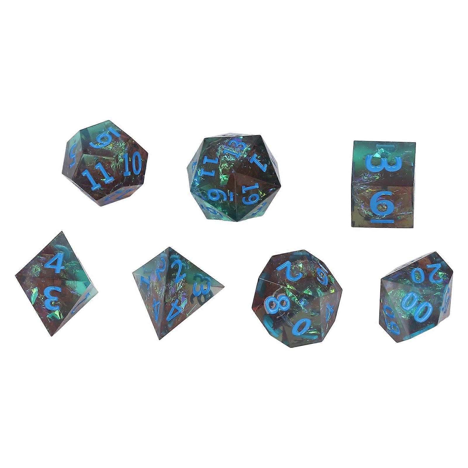 7pcs Polyhedral Dice Set Epoxy Resin Clear Number High nce Table Game Dice for Role Playing