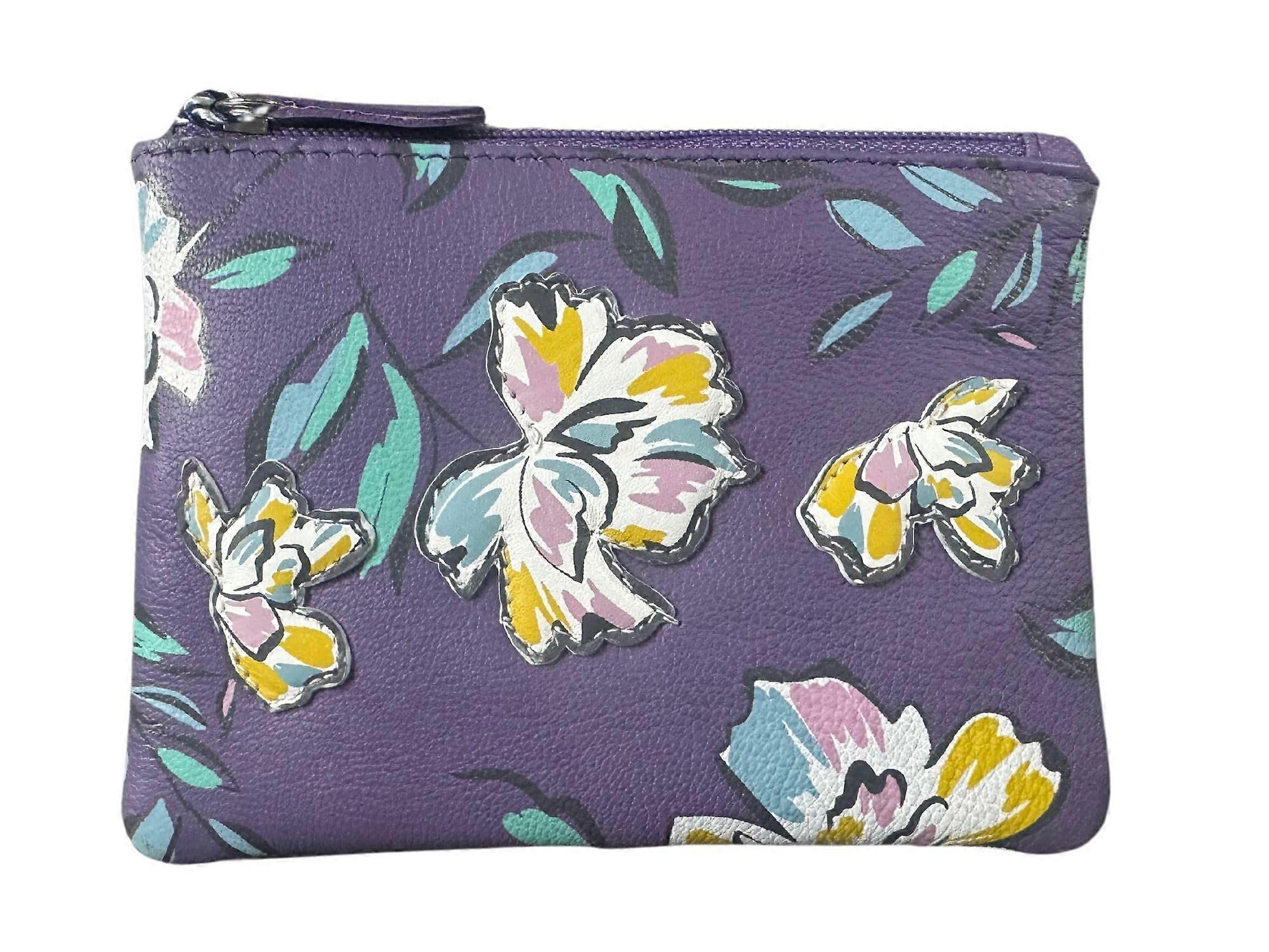 百日草卡片和硬币女士 RFID 钱包念珠皮革 - 花卉贴花