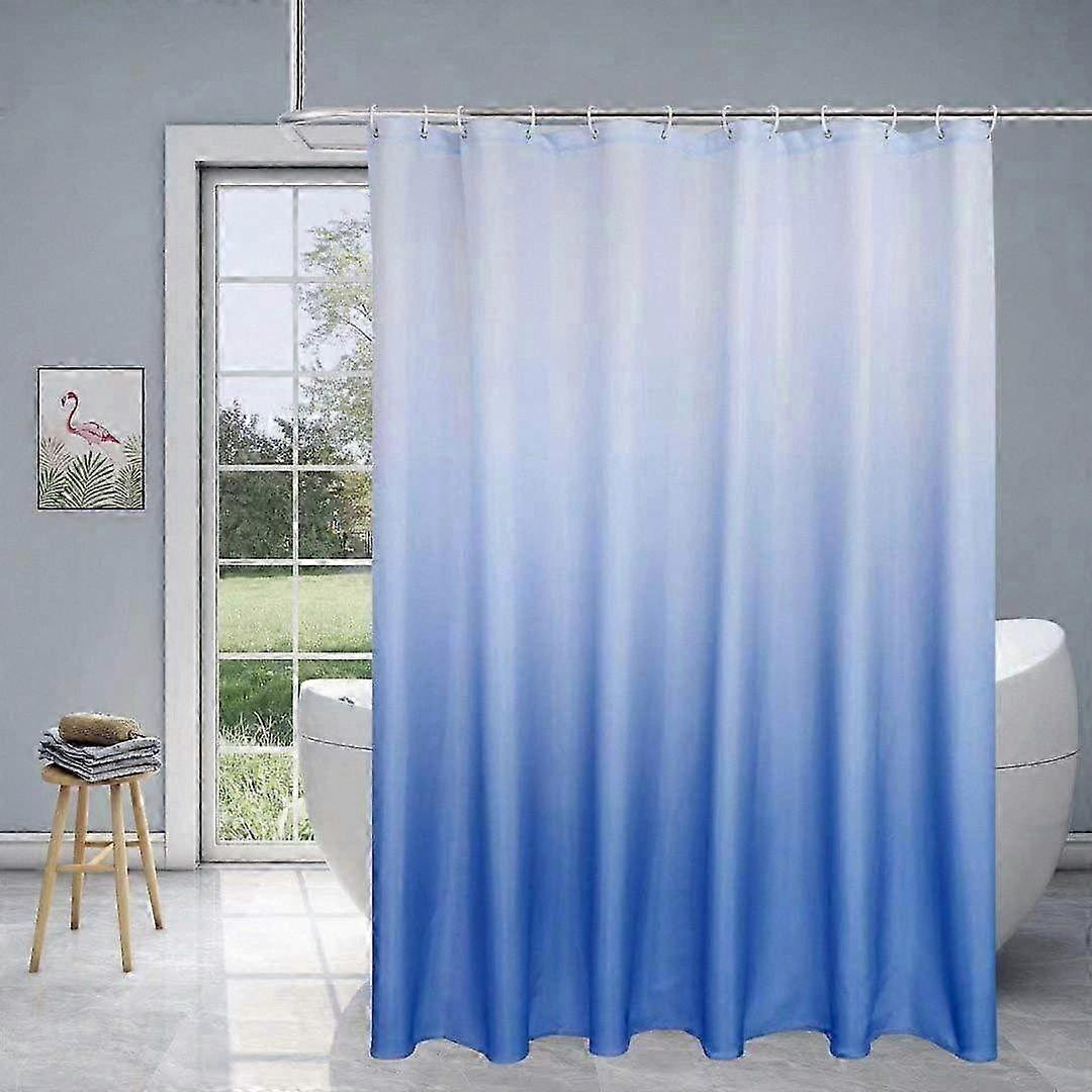 Gradient Shower Curtains for Bathroom - Water-Resistant Fabric Textured Decorative Curtain Set with 12 Hooks, 70 x 72 Inches, for Use with V
