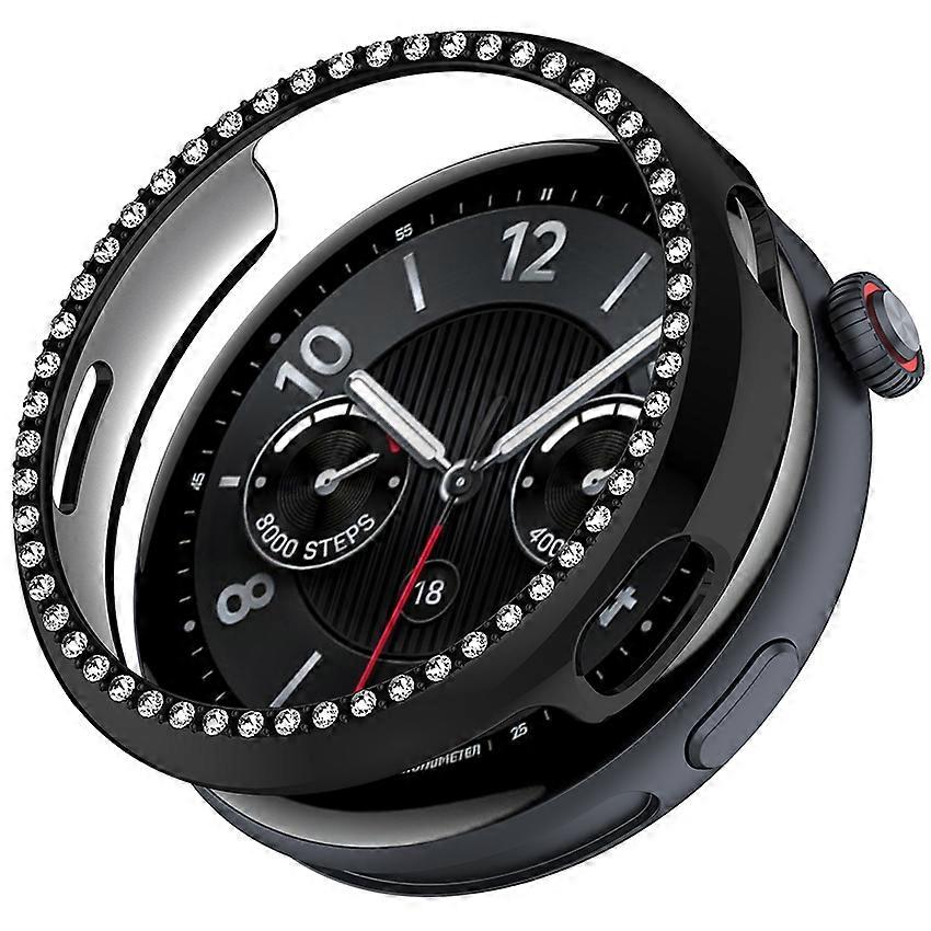 Watch Case Protective Case Skeleton Case for Vivo Watch5 Single Row Diamond (Electroplated Black)