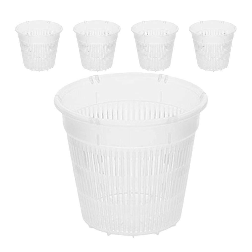 5pcs白いプラスチック蘭のプランターポット16x16x14cm通気性ガーデンプランター