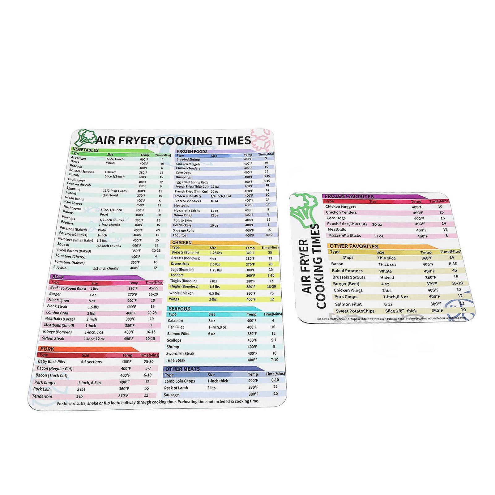 Fryer Cooking Times Chart Fryer Magnetic Cheat Sheet Cooking Frying Time Reference Guide Cookware Accessories