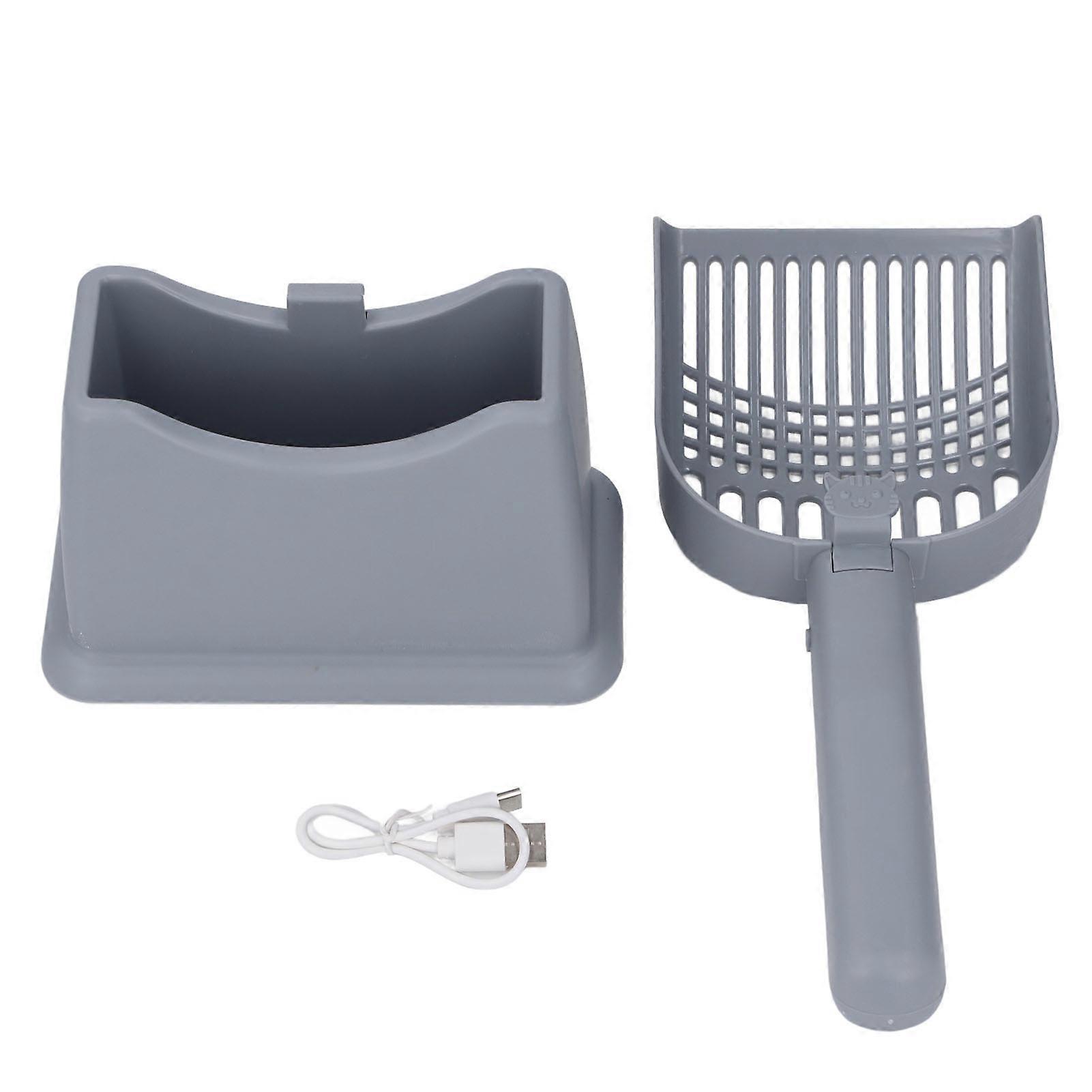 Electric Cat Litter Scoop Strong Vibrating Rechargeable Quiet Operating Portable Cordless Cat Litter Scooper for Home Gray