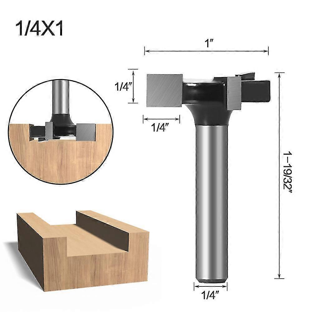 Durable Carbide Slab Flattening Planer Router Bit 3-Blade T-Cutter 1/4'' Diameter