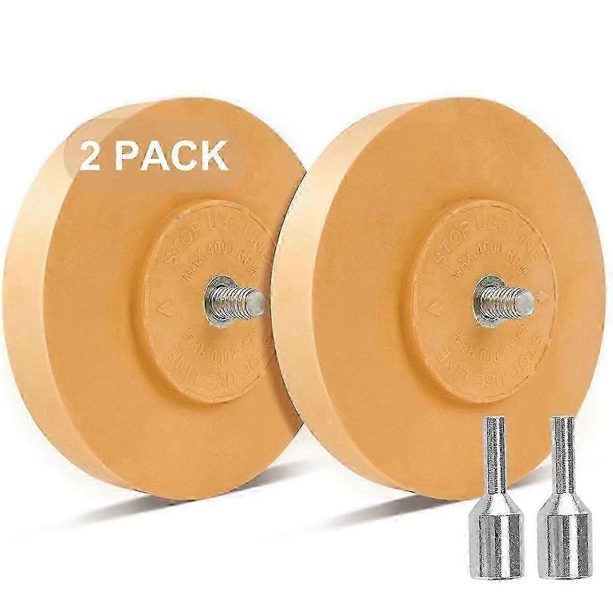 Adhesive Remover Eraser Wheel with Adapter Set, 2 Pack of 4 Inch Rubber Eraser Wheels Suitable for Drilling Usage