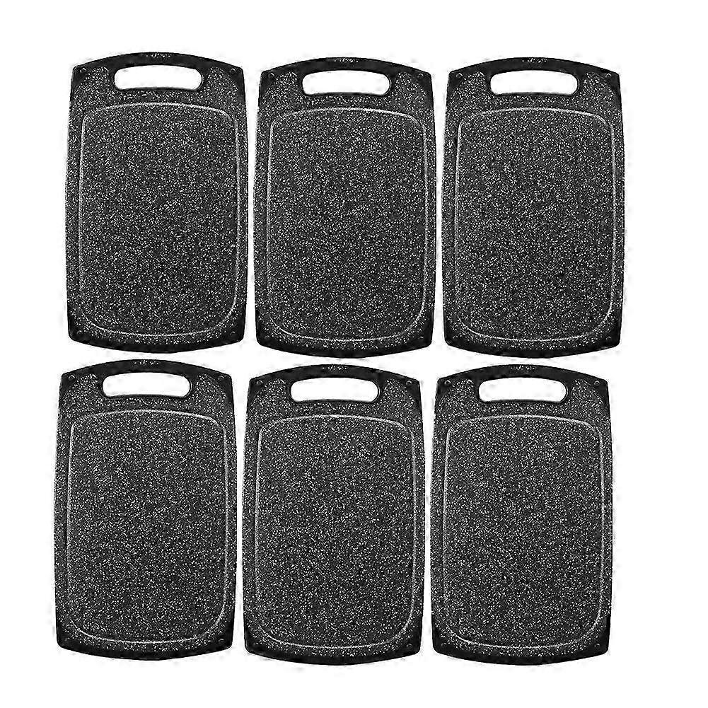 Breakfast Boards 6Pcs Set Cutting Board Marble Optic Gray, Non-Slip with Juice Groove and Handle, P