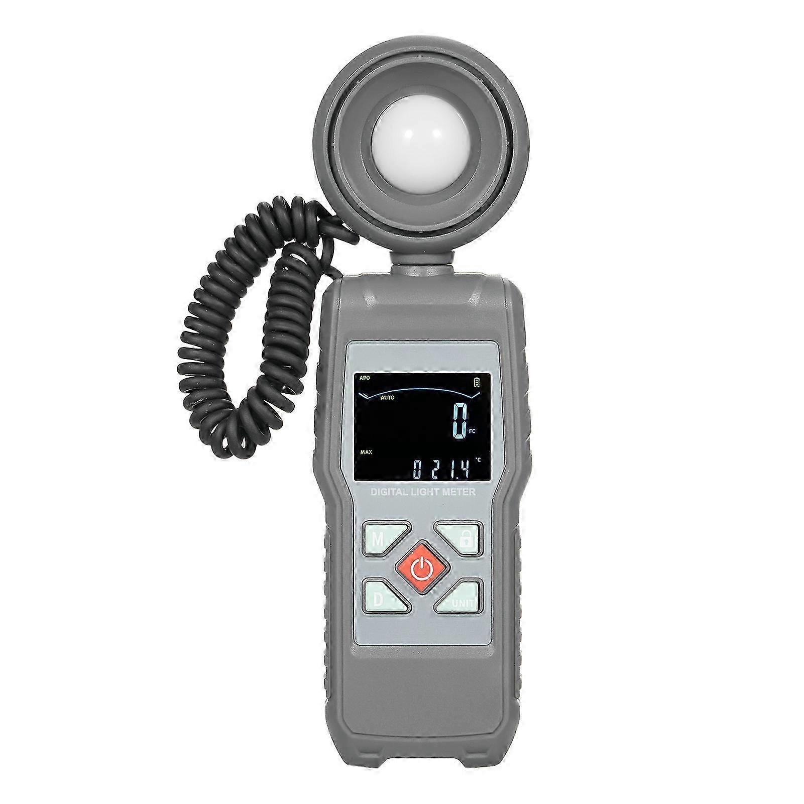 Digital Light Meter 200K Lux, Rotatable LCD & Temp Measurement