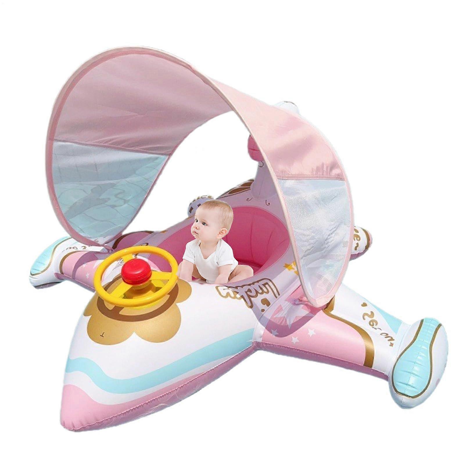 Airplane Pool Float With Sunshade | Inflatable Pool Toy For Family Fun, Ergonomic Lounge Seat For Relaxation In Water