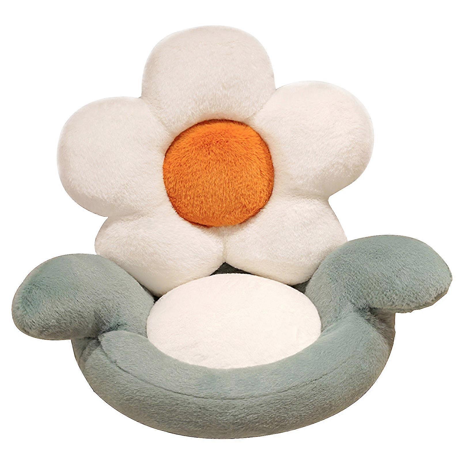 Office Plush Flower Seat Cushion with Back Lumbar Support 40*50*10cm White 2025