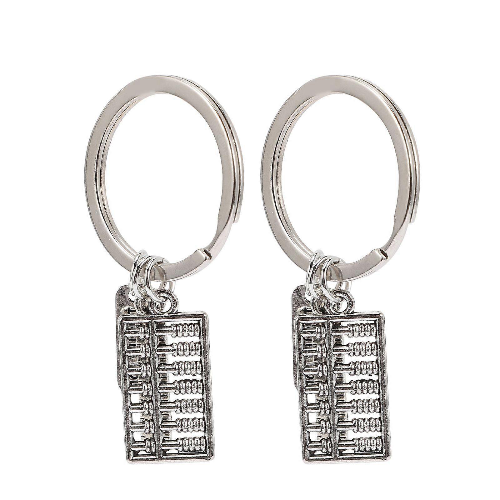 2 Pcs Mini Ruler Abacus Keychains Key Ring Pendants Abacus Keys Hanging Decors