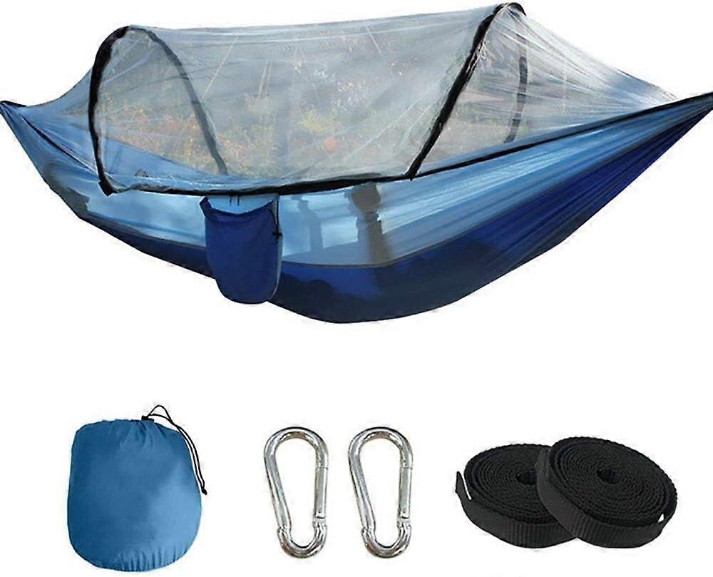 hammock mosquito net, automatic clamp, mosquito net, hammock, ultralight nylon hammock encryption net (blue) blue one size