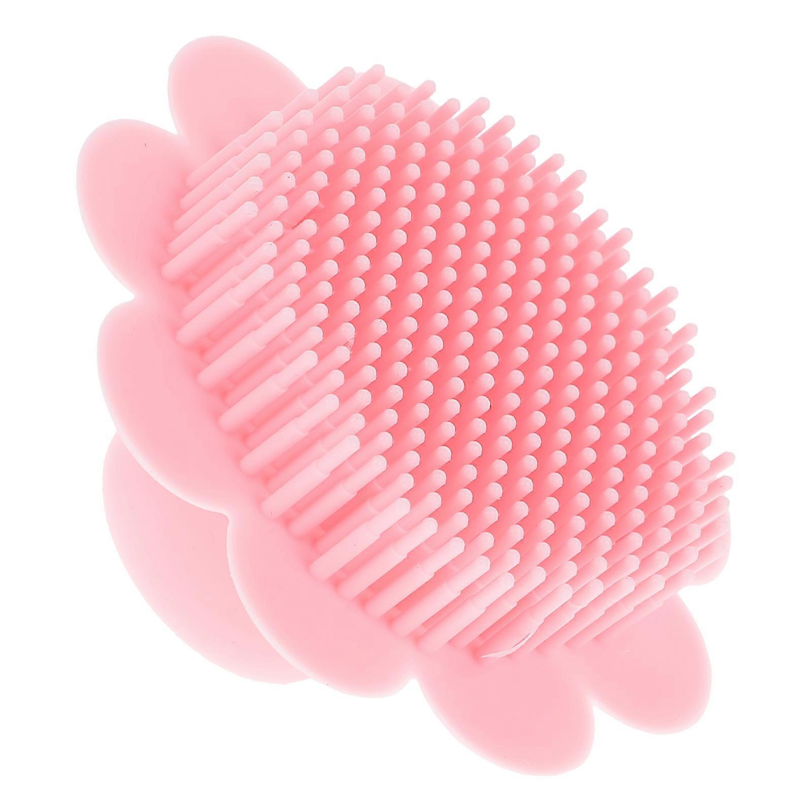 Silicone Baby Shampoo Brush for Gentle Hair Scalp Massager Pink Bath Brush for Baby Use 3.5x2.5 Inches