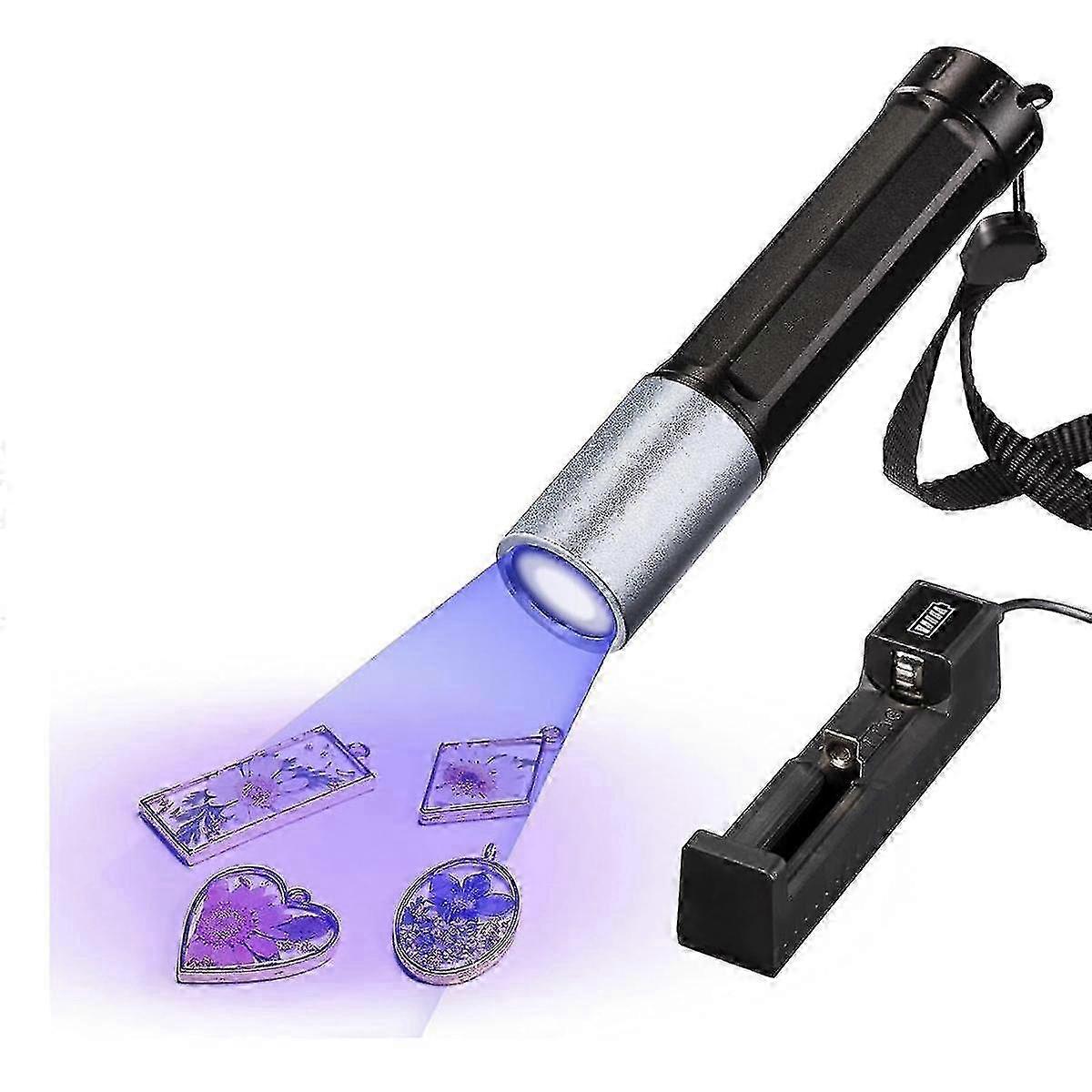 Rechargeable UV Lamp for Resin Curing, 365Nm Waterproof Flashlight, Quick Cure LED Light Ideal for Pet Urine Cleaning
