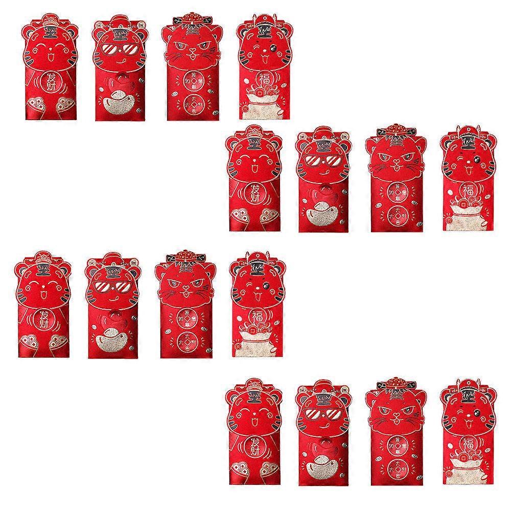 Red Envelope with Tiger Pattern for Money Storage Made of Paper Perfect for Gifts and Decorations 16 Pieces