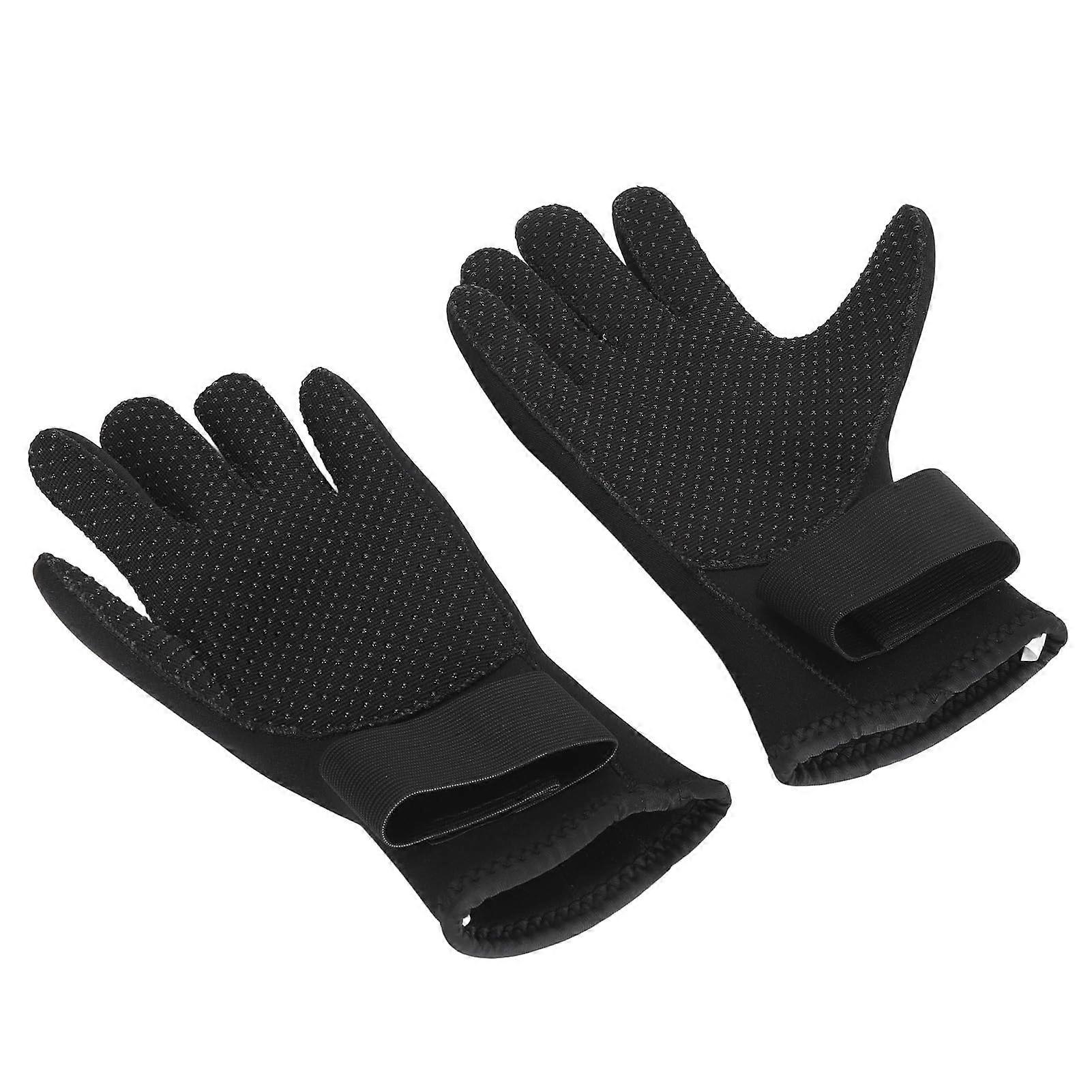 Diving Gloves, 5 mm Neoprene,, Five Fingers, Warm, Unisex S Black