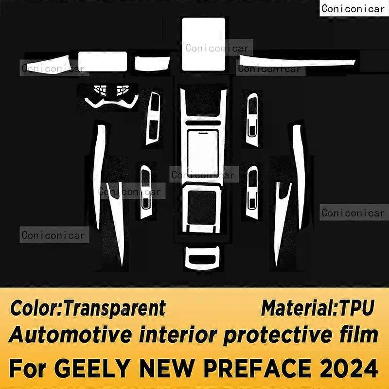 Exquisite For GEELY New Preface GL GF 2024 Gearbox Panel Navigation Screen Automotive Interior TPU Protective Film Anti-Scratch Sticker