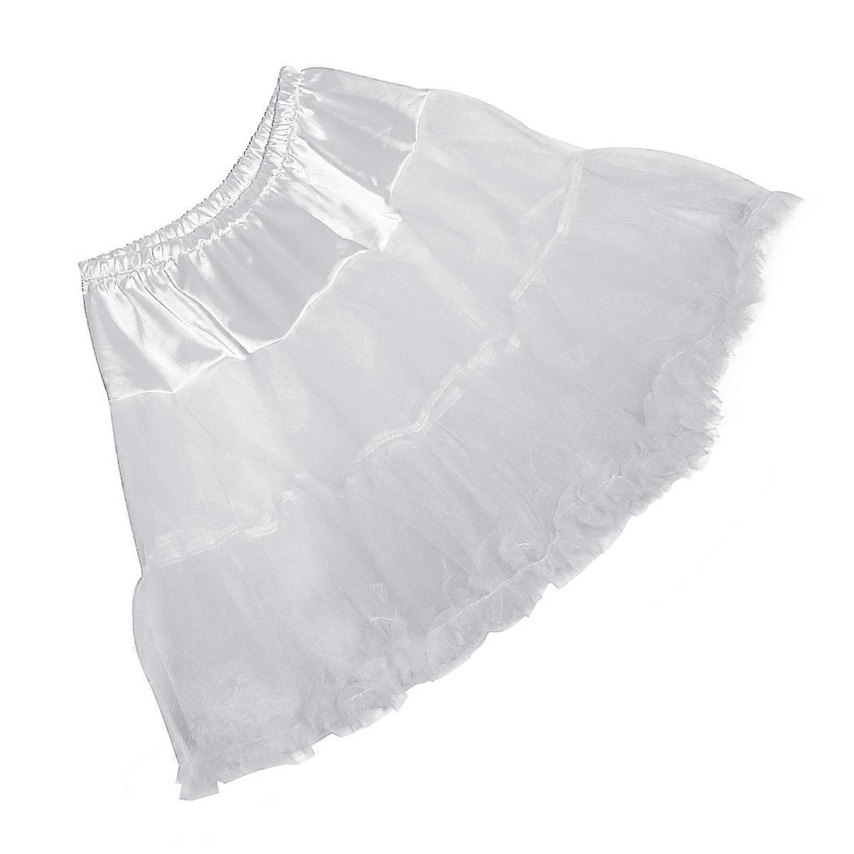 Vintage Mini Petticoat Skirt Durable Wearing Stage Performance Chinlon Material White 1Pack