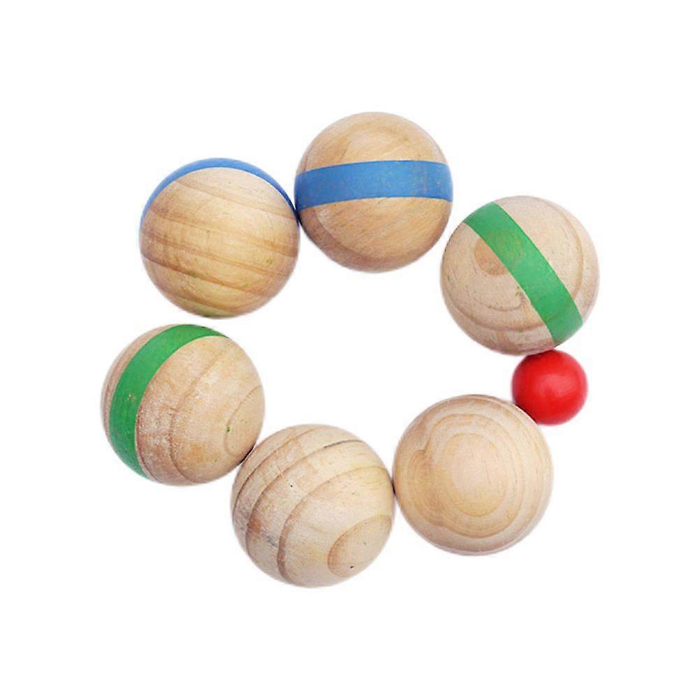 7個の木製の草の転がりボールアウトドアスポーツボッチ子供面白いボール