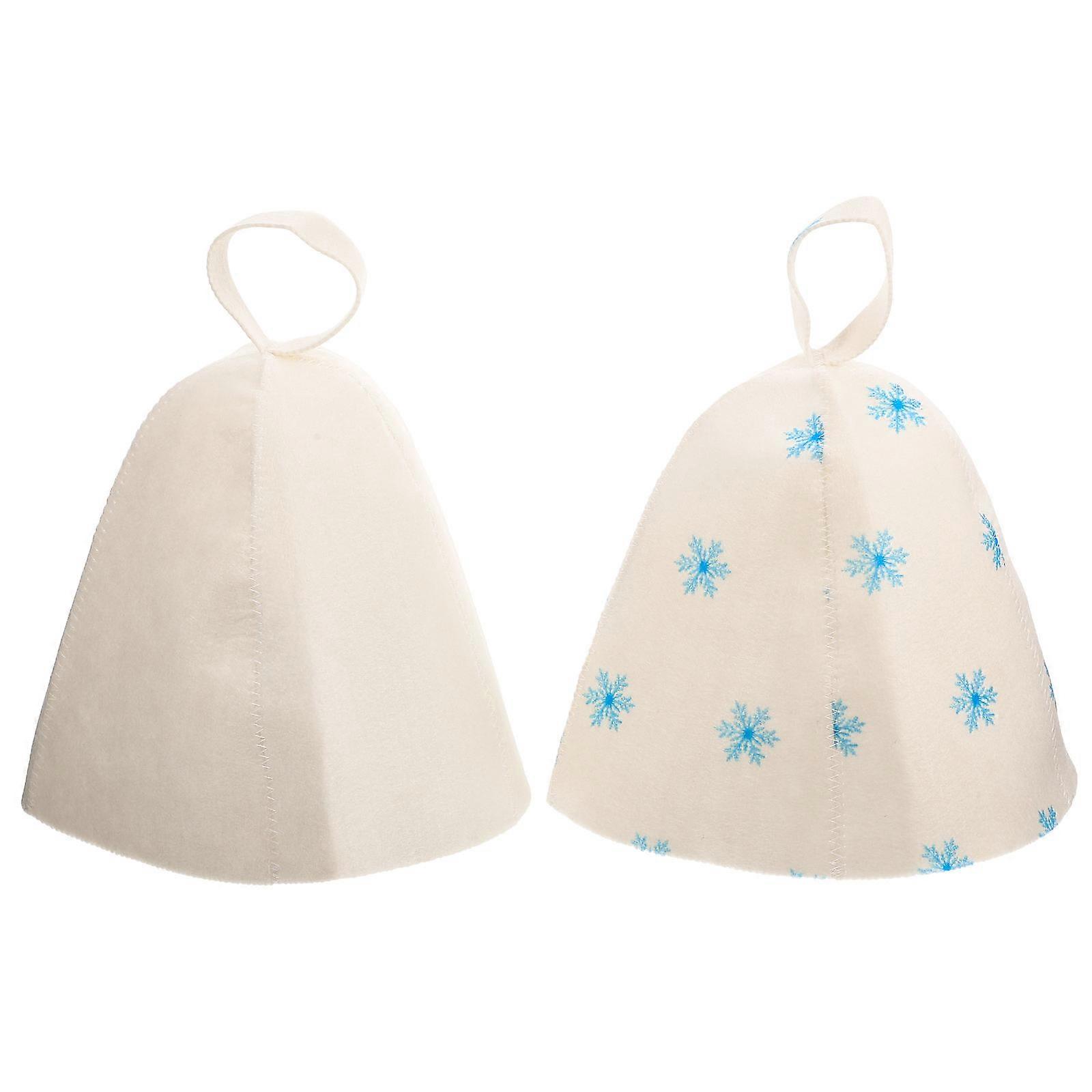 Sauna Bathing Hat Felt for Head Protection 2Pcs White Sauna Hats