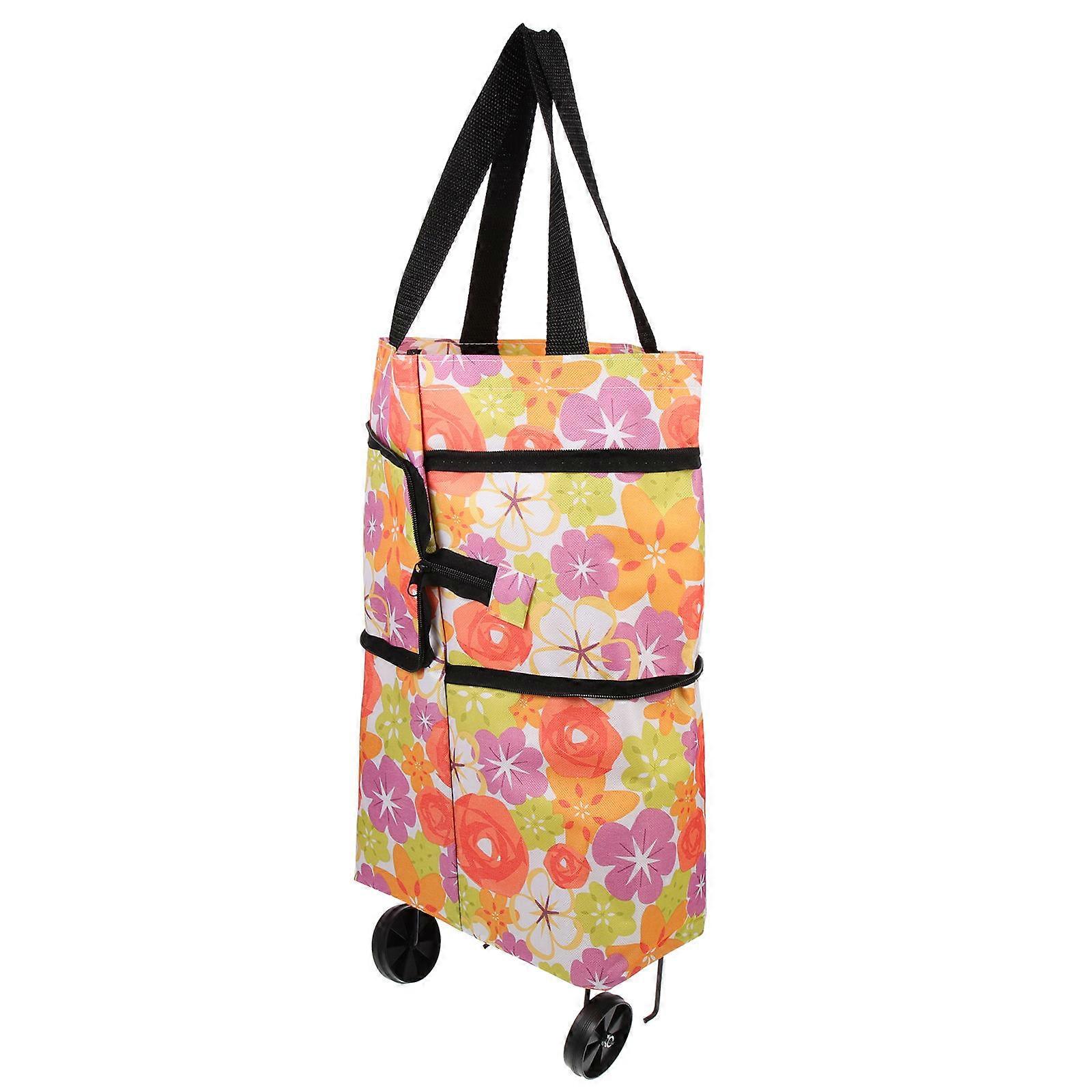 Collapsible Grocery Bag With Wheels Multi 48X39CM Extendable Cart 1Pcs
