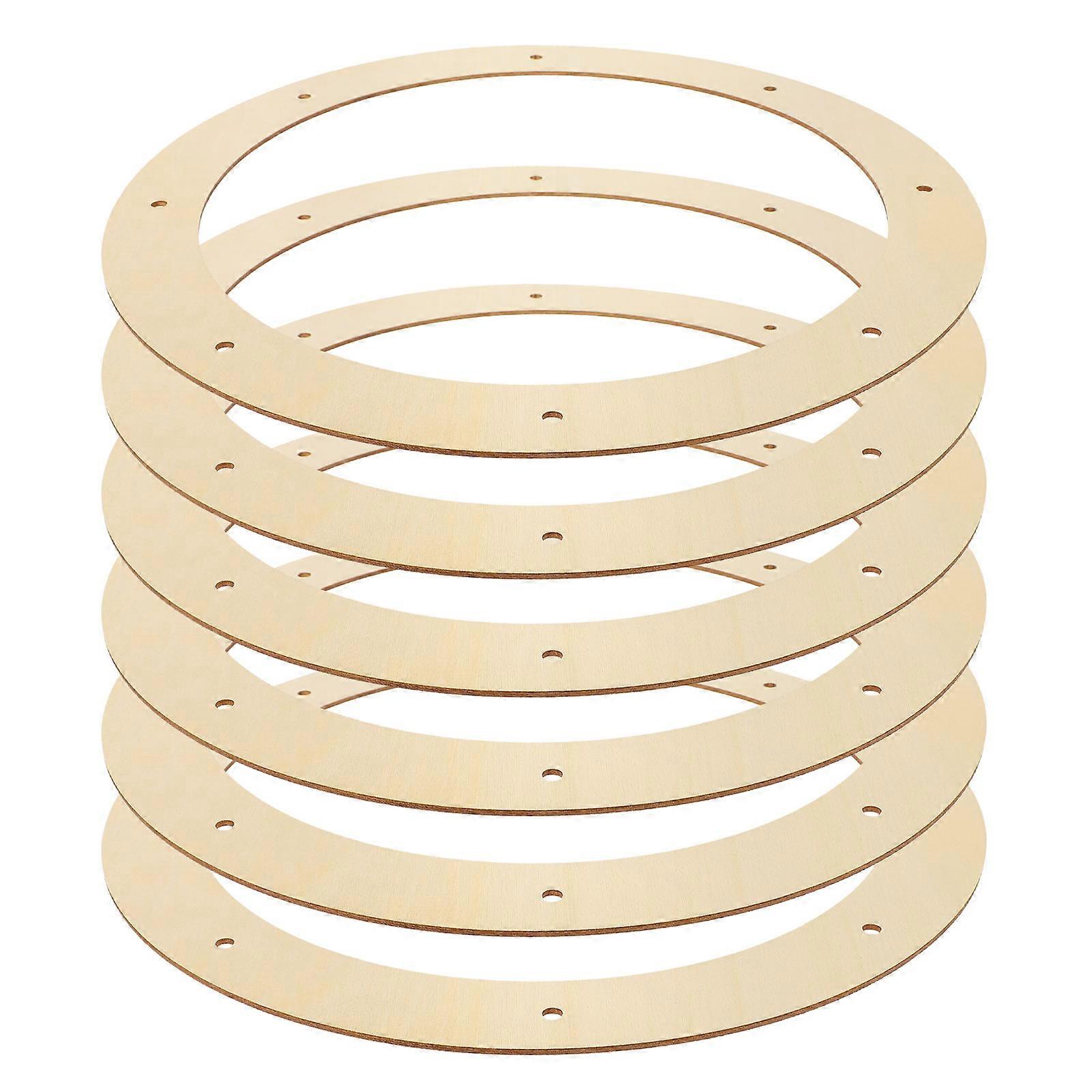 6pcs Unfinished Wooden Wreath Frames for DIY Crafts, Smooth Loops for Holiday Decor & Home Art Projects