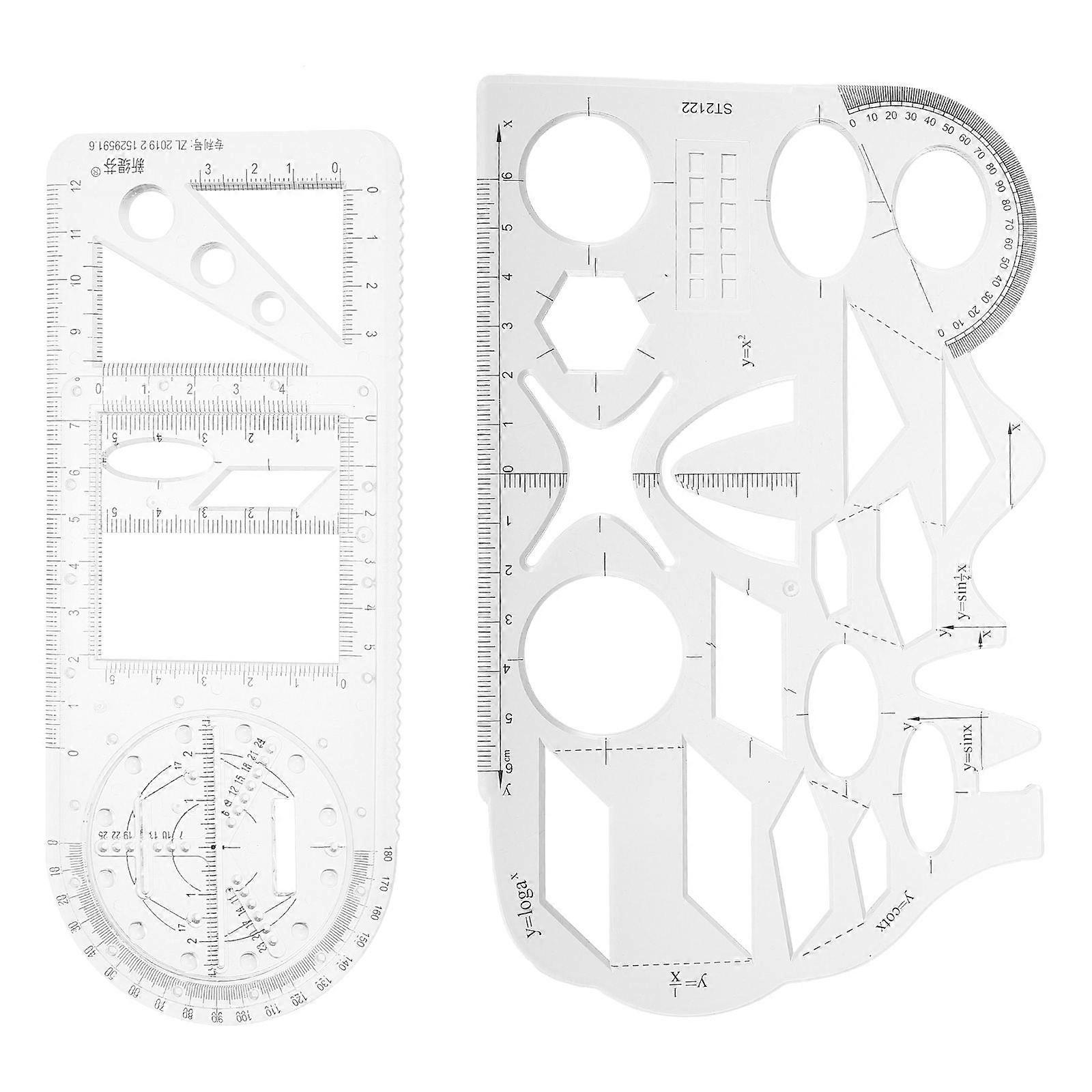 Student Ruler School Geometry Ruler Examination Simple Design 19.00x8.00x0.50cm 2Pack