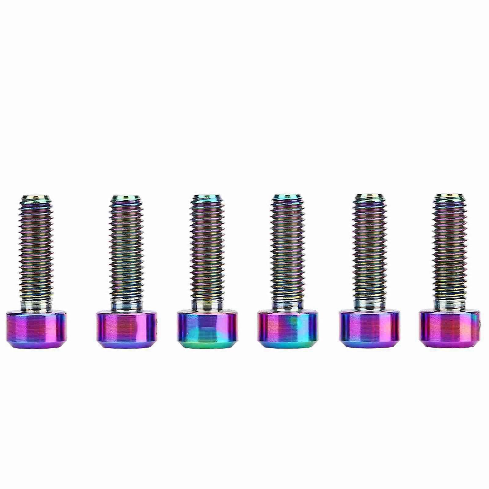 6pcs M5 x 16mm Titanium Alloy Bicycle Stem Bolts (Multicolor)