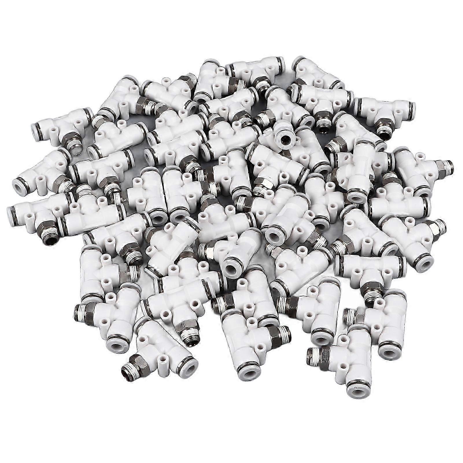 50PCS Air Hose T Connector 3 Way Adjustable Quick Release Insert Air Line Pneumatic Fitting