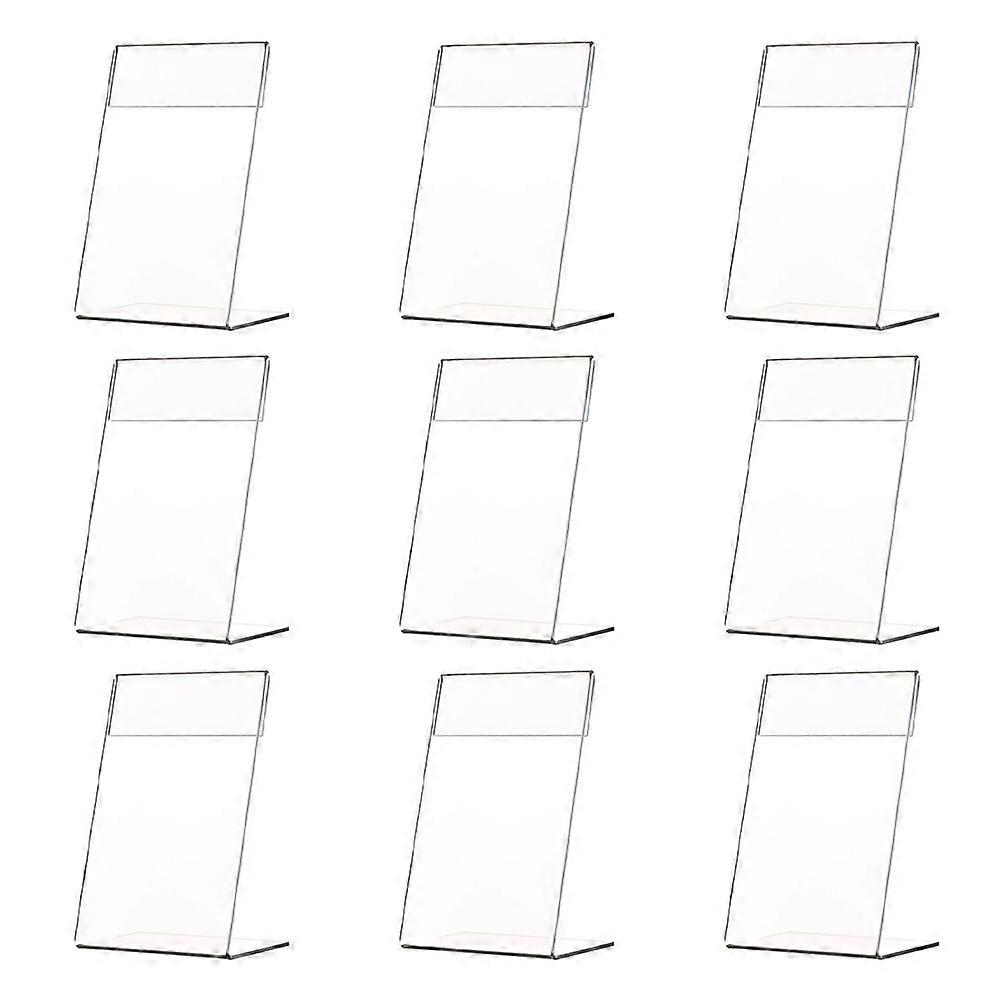 9pcs Transparent Acrylic Sign Holders for Price Labels, Menus & Business Cards – Desktop Display Stands for Shops, Restaurants & Exhibitions
