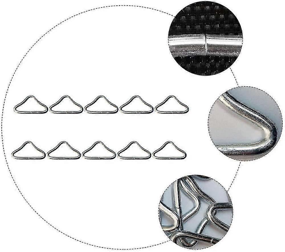20 Pieces Stainless Steel Triangle Ring Buckle V-Rings Suitable for Trampoline Replacement Parts, Trampoline Mat, Craft Applications