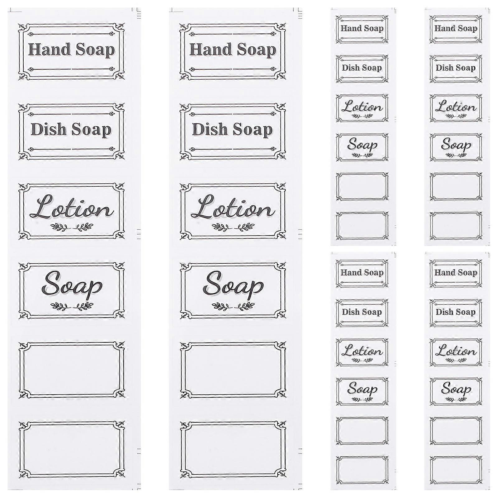 6pcs Removable Soap Stickers for Bottles   Self Adhesive Transparent Labels for Shampoo, Lotion, and Bathroom Decals   Easy to Install