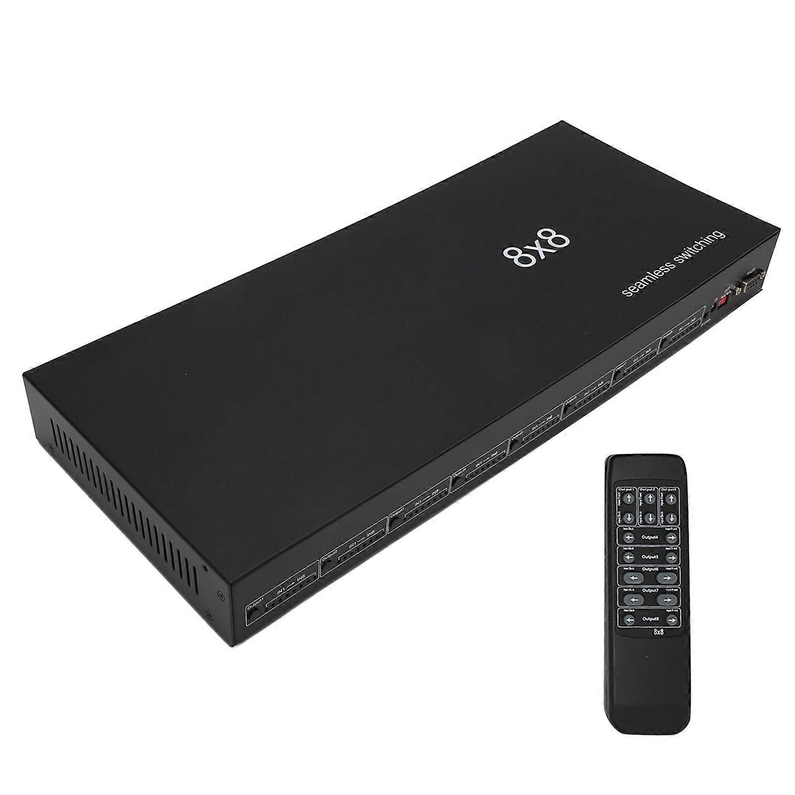 8x8 HD Multimedia Interface Matrix Splitter Seamless Switching 8 in 8 Out HD 1080P Matrix Switcher 100‑240V EU Plug 