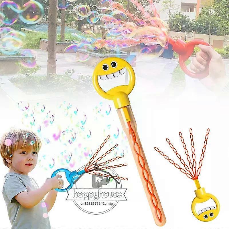 32 Hole Smiling Face Bubble Stick with Bubbles Refill Children's Bubble Wand Toy 5 Claw Bubble Wands for Kids Bubble Machine Toy