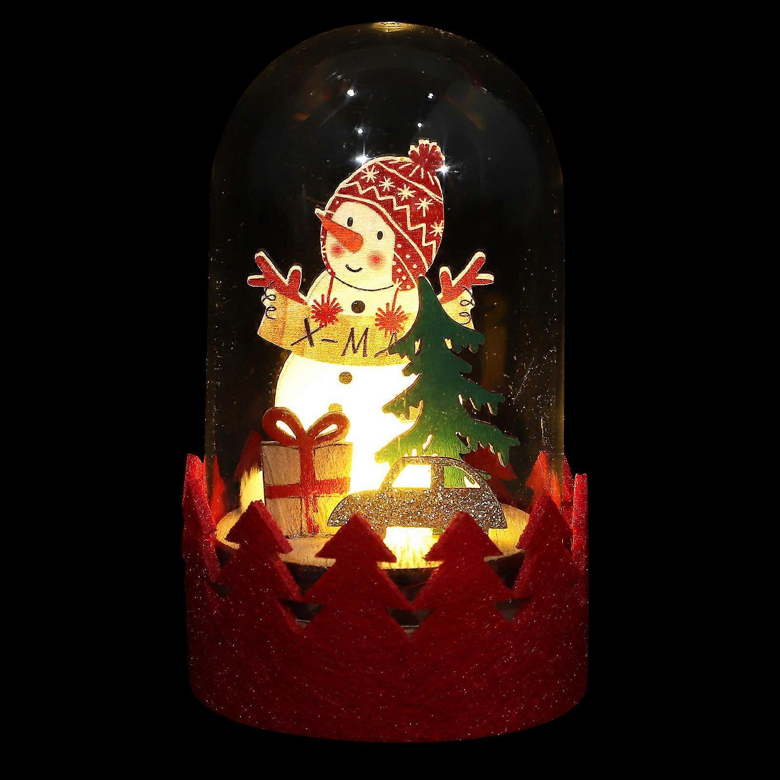 Holiday Door Decorations Christmas Led Lighted Wooden Decoration Home Decoration Shop Window Display Red 6X6CM Snowman Shape Lighting 1Pack