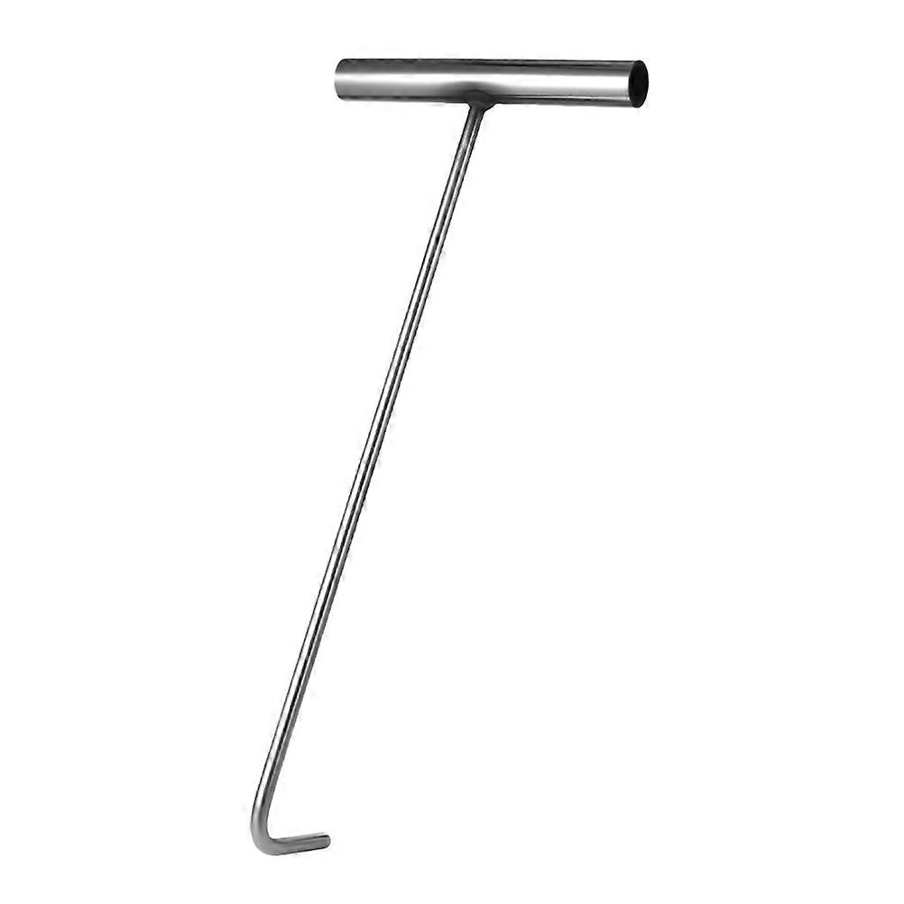 Lid Lifting Hook Manhole Cover Lifter Tool Maintenance Work Silver 1Pack