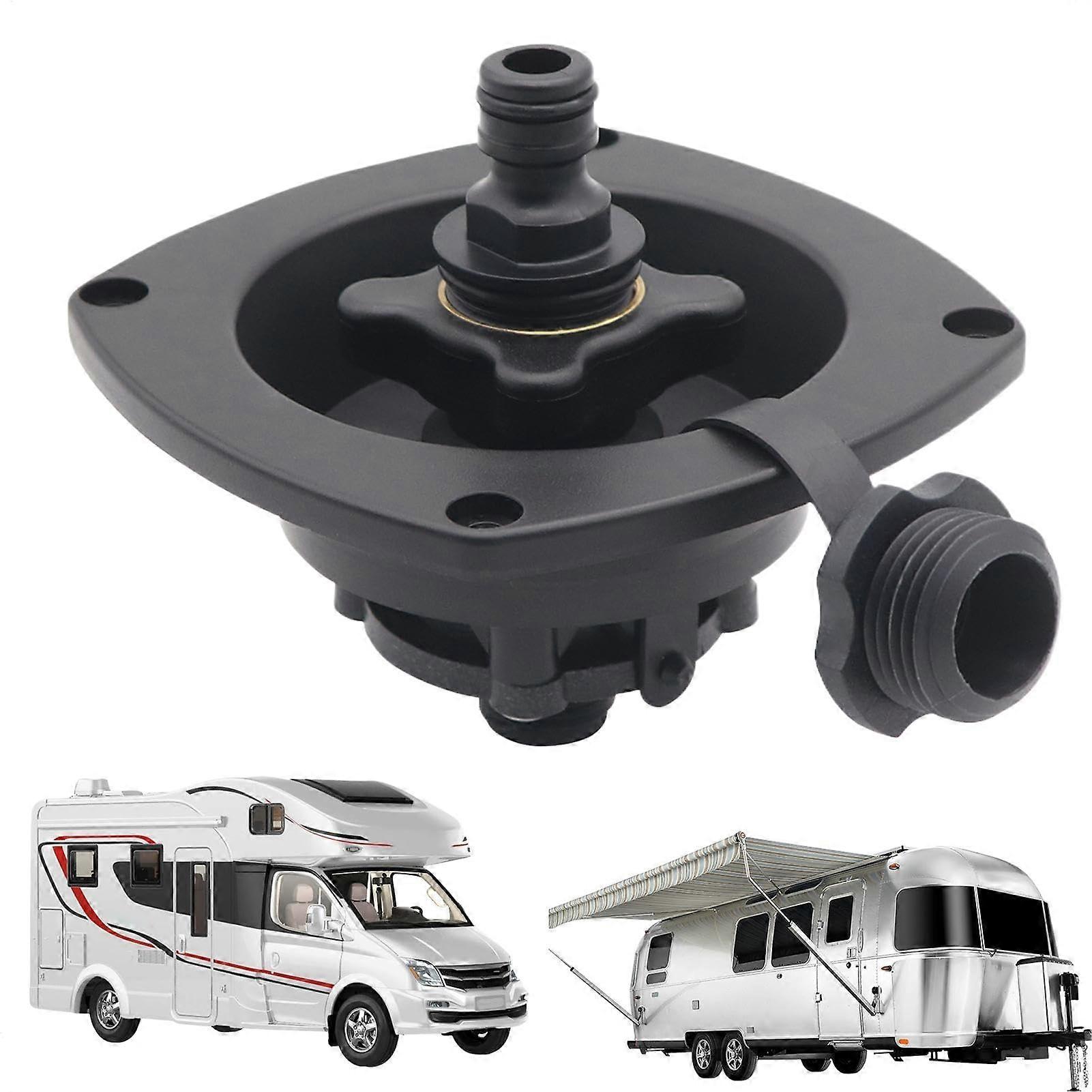 RV Water Inlet Connection - RV Water Inlet Replacement Valve with Cover, Black Camping Trailer Water Inlet Plug for Hose Connection