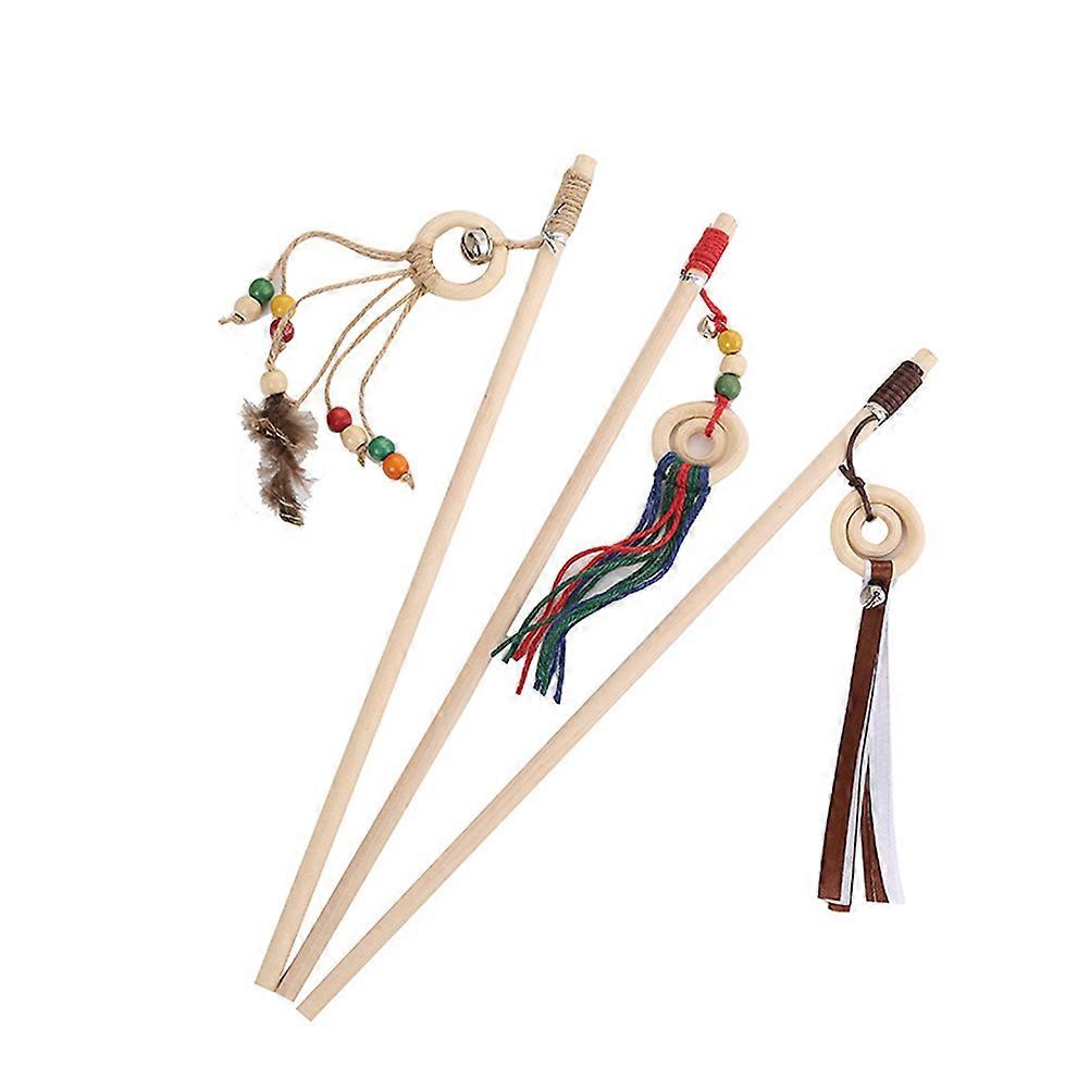 Stimulating Cat Toys Cat Playing Wand Colorful Rope Style for Cat Owners and 3Pcs