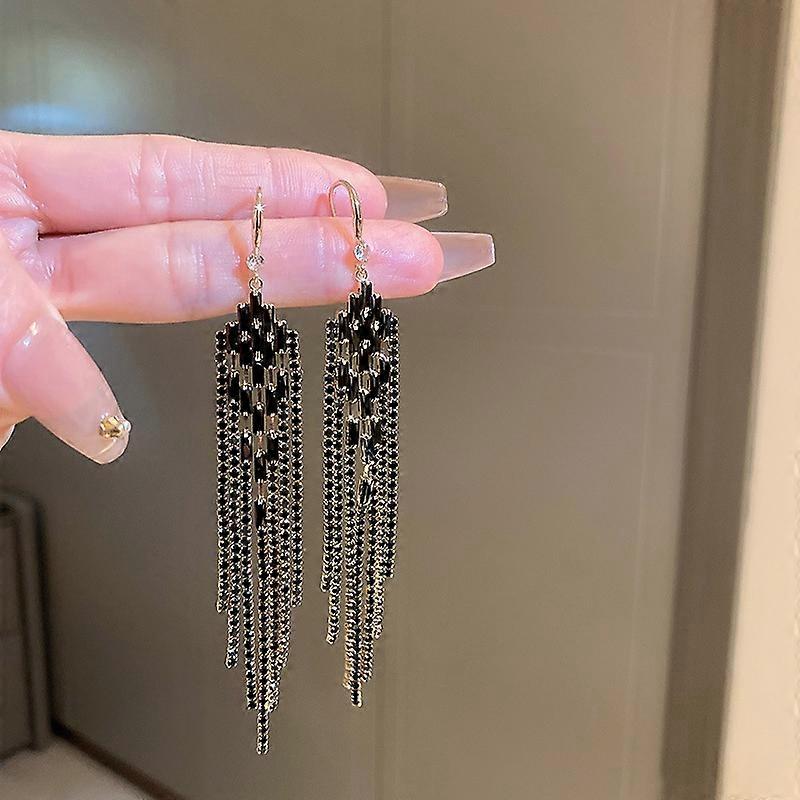 Tassel Drop Earrings Zircon Diamond Geometric Dangle Earrings