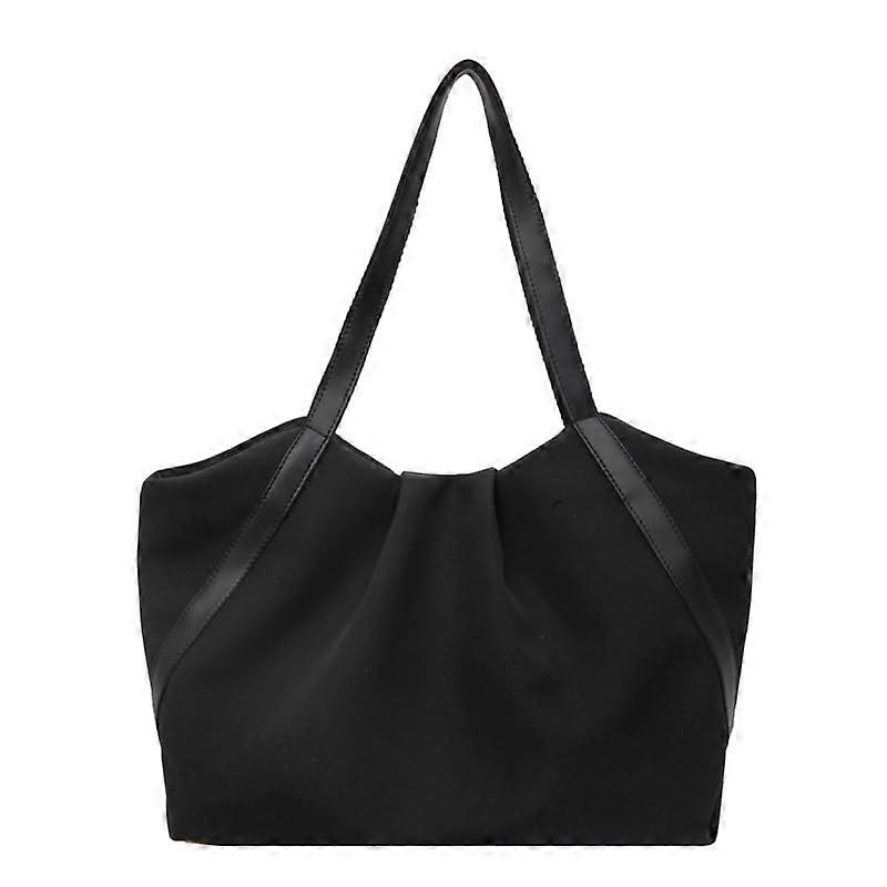 Women Handbag Shoulder Bag Canvas Shopping Bag in Schwarz with Contrast Color for Everyday Use and Casual Style