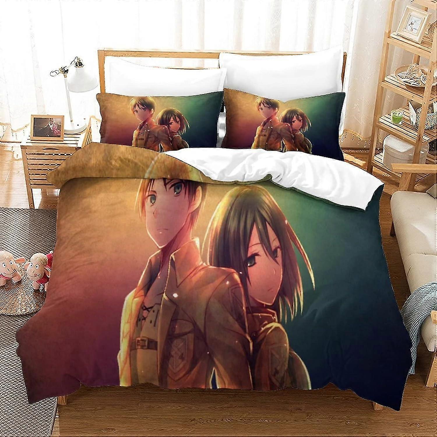 3D Duvet Cover Set with Cartoon Characters, Polycotton Bedding Set Suitable for Certain Anime