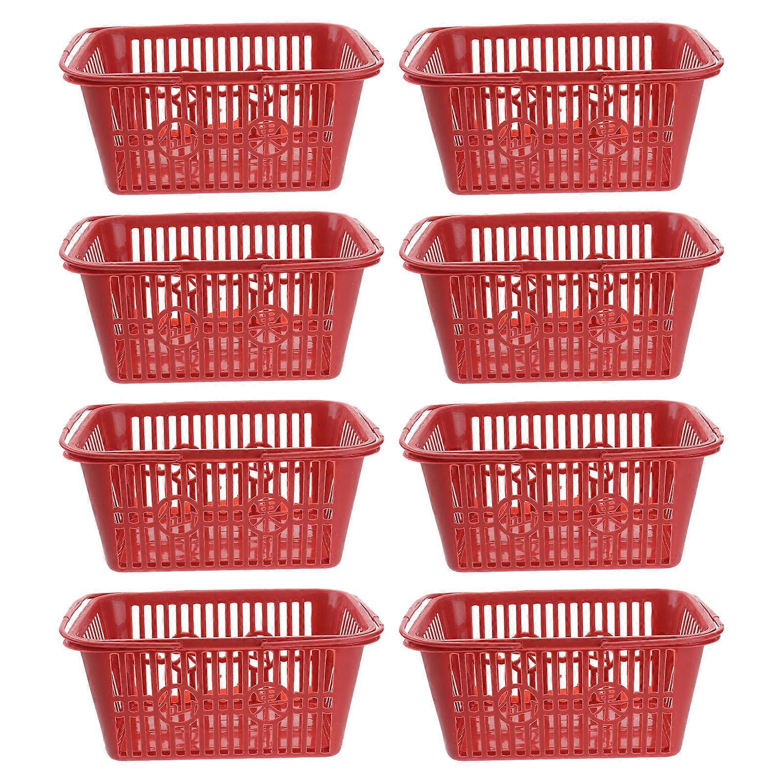 Market Basket Plastic Fruit Collection Baskets Corrosion Resistant For Fruit Picking Red 8Pack